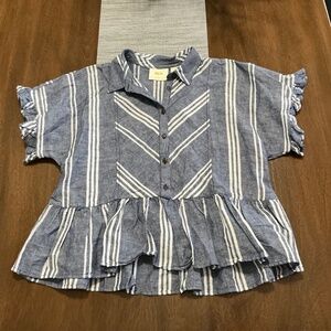 Anthropologie Maeve Blue Striped Top